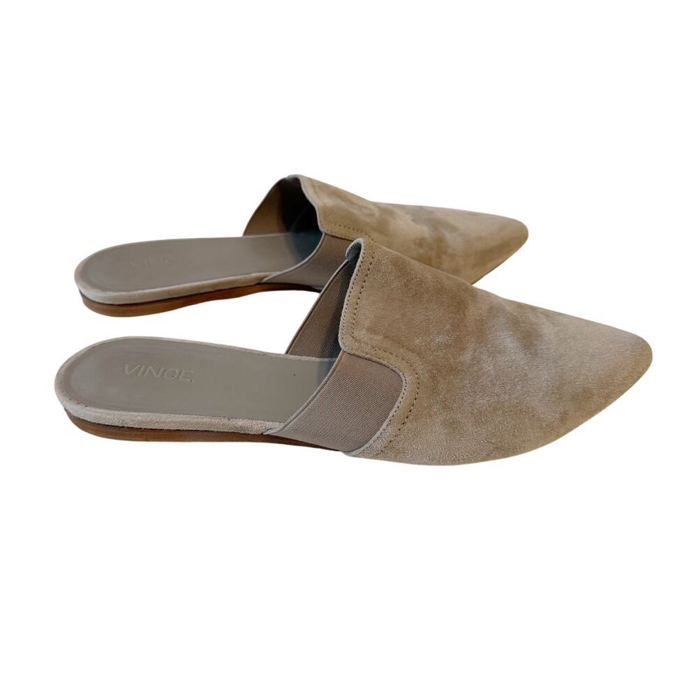 Vince Nadette Pointed Toe Suede Slip On Mules Flats Gray 7.5
